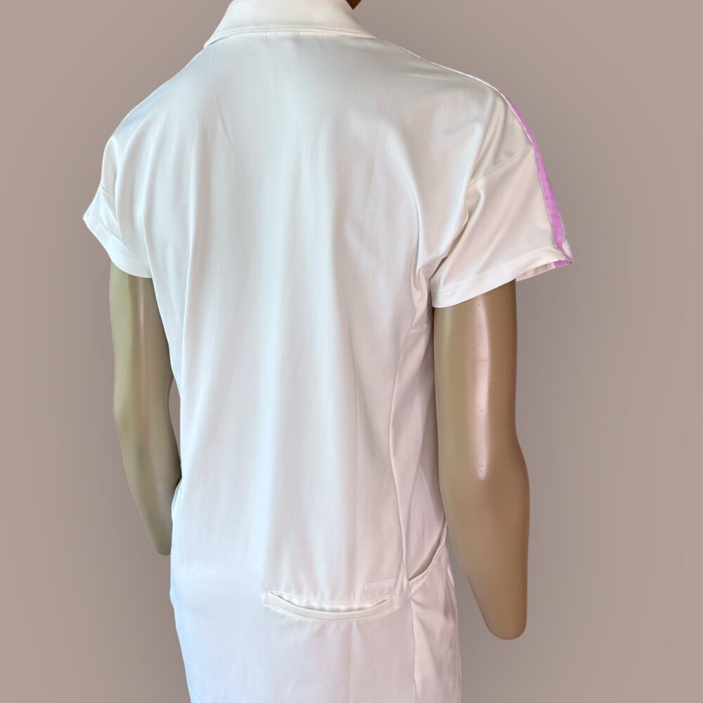 Adidas Womens Athletic Tennis Golf Polo Dress Size M White Short Sleeve Striped - Picture 8 of 13